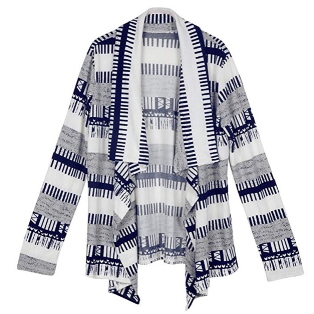 Womens Geometric Print Casual Cardigan